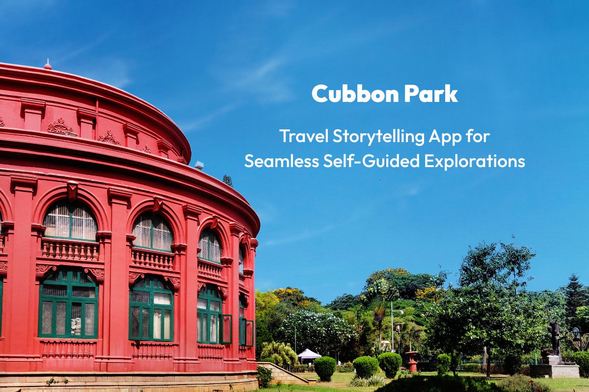 Cubbon Park travel storytelling app for seamless self-guided exploration in Bangalore - visitors using Gamana app to discover 300-acre urban sanctuary with colonial architecture, historic landmarks, and lush greenery