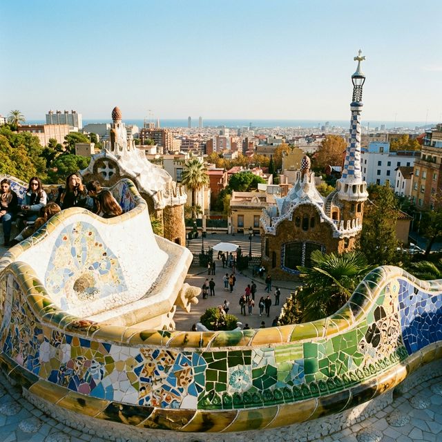Stunning view of Park Güell, a highlight of barcelona self guided tours