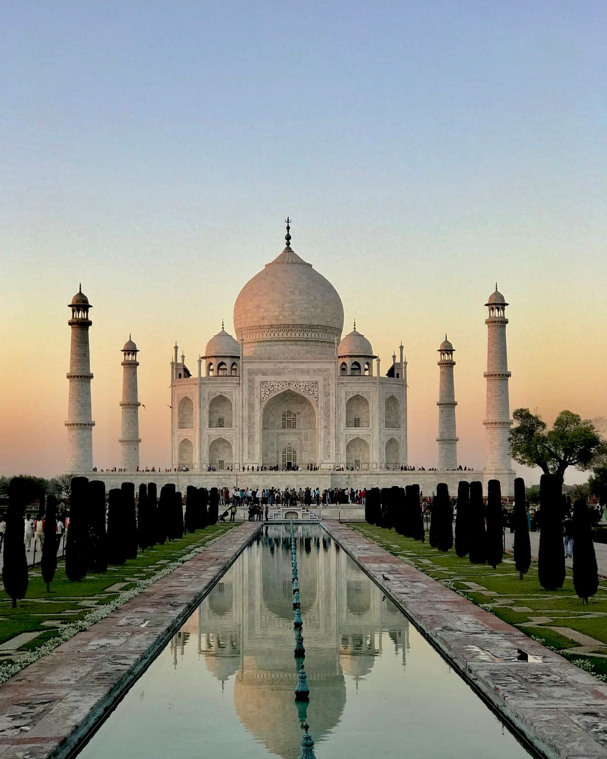Taj Mahal at sunset in Agra, explored with a self-guided audio guide