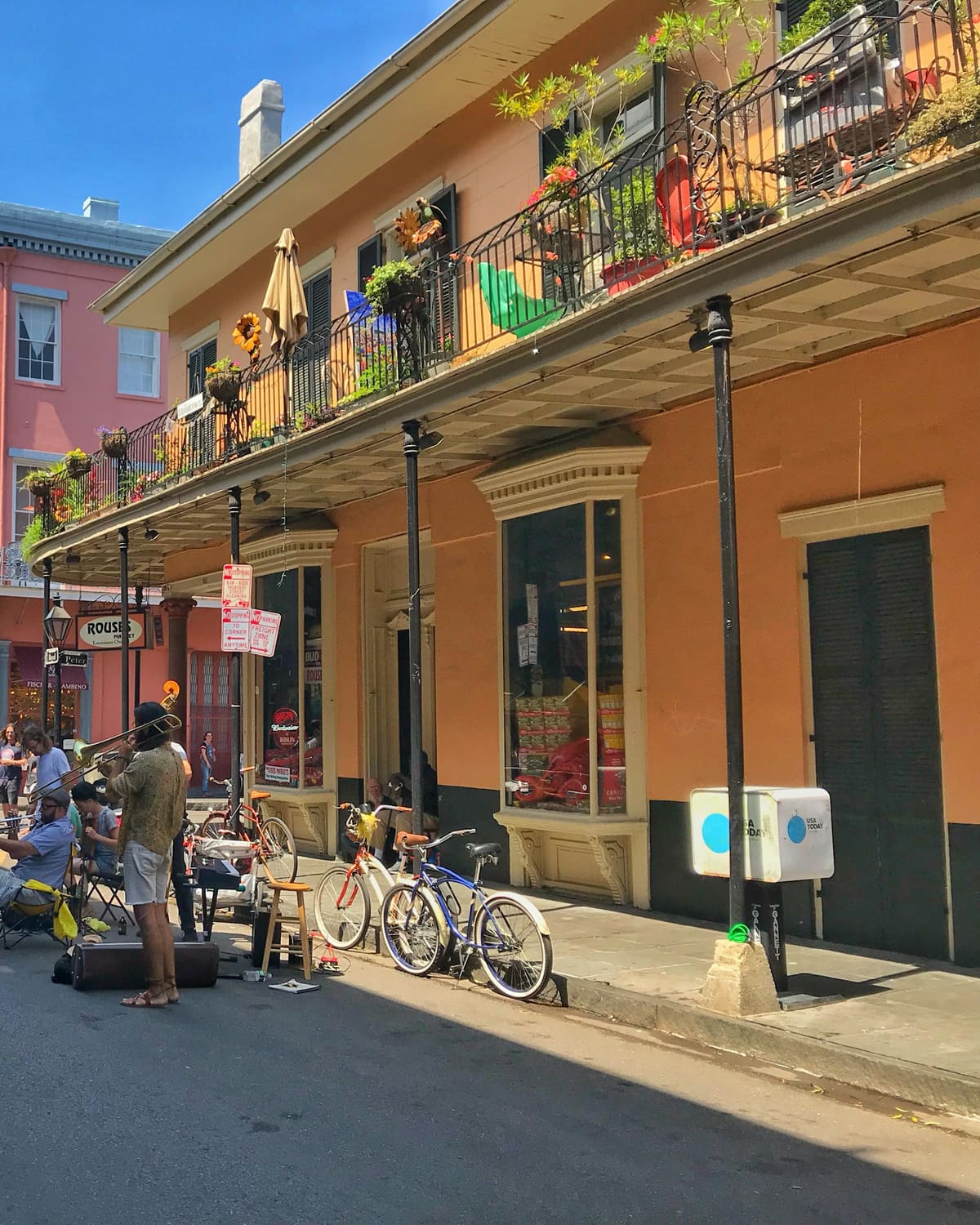 Colourful balconies on a French Quarter street in New Orleans